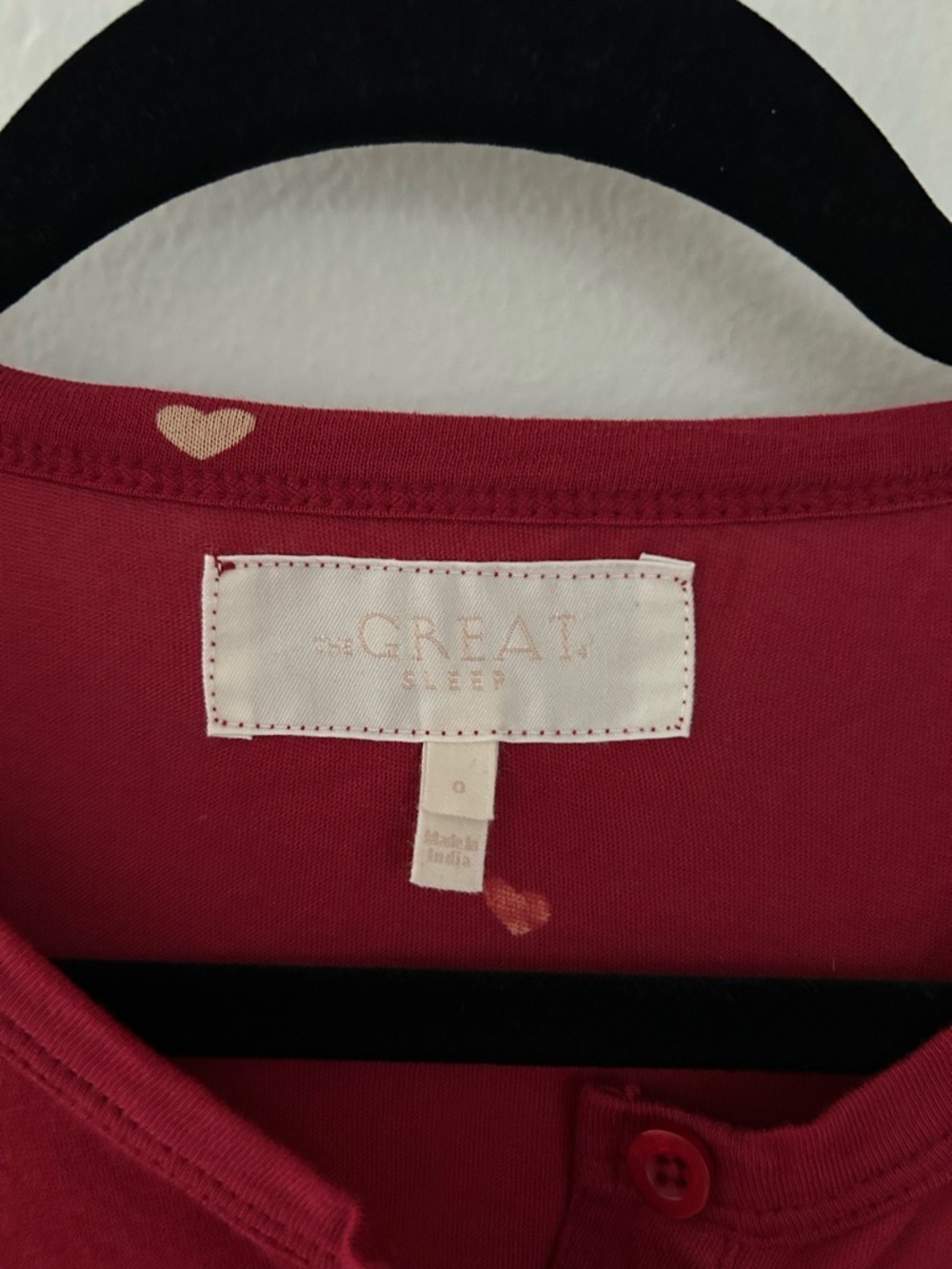 The Great Sleep THE HENLEY ROMPER Red WITH VALENTINE HEARTS - Picture 2 of 5